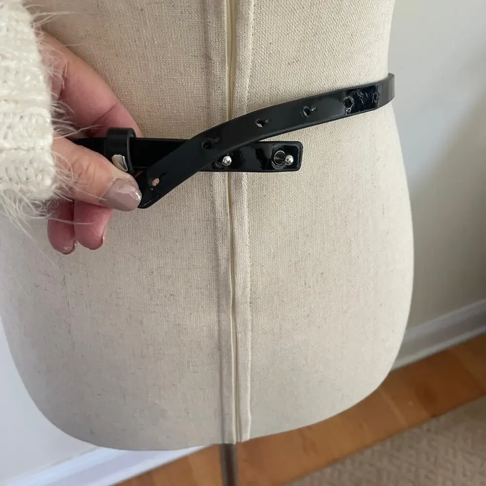 White House Black Market Silver Toned Bow Belt Sz M